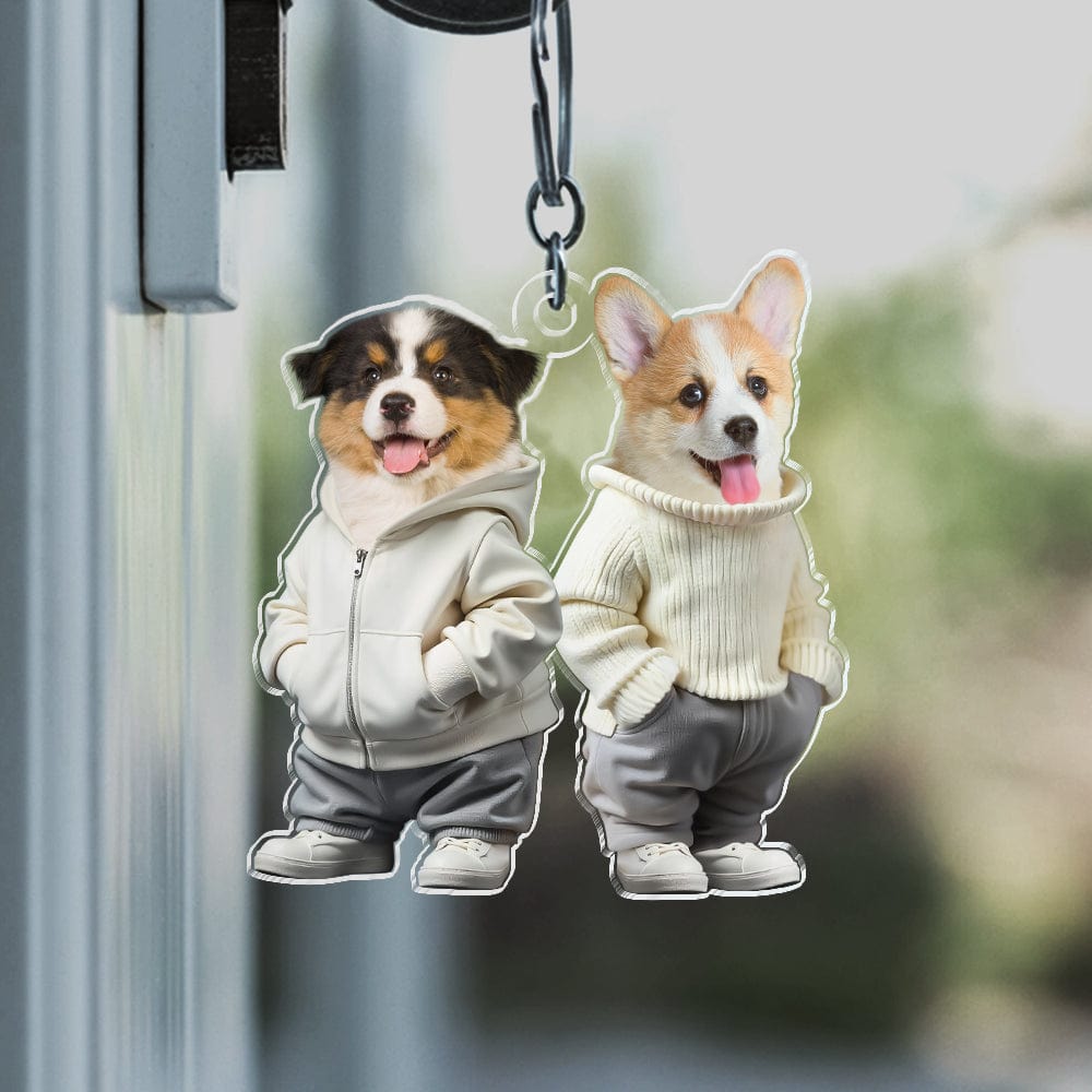 GeckoCustom Custom Photo Cute Dog Cat Acrylic Keychain Gift For Dog Cat Pet Lover HA75 891850 50mmW x 50mmH