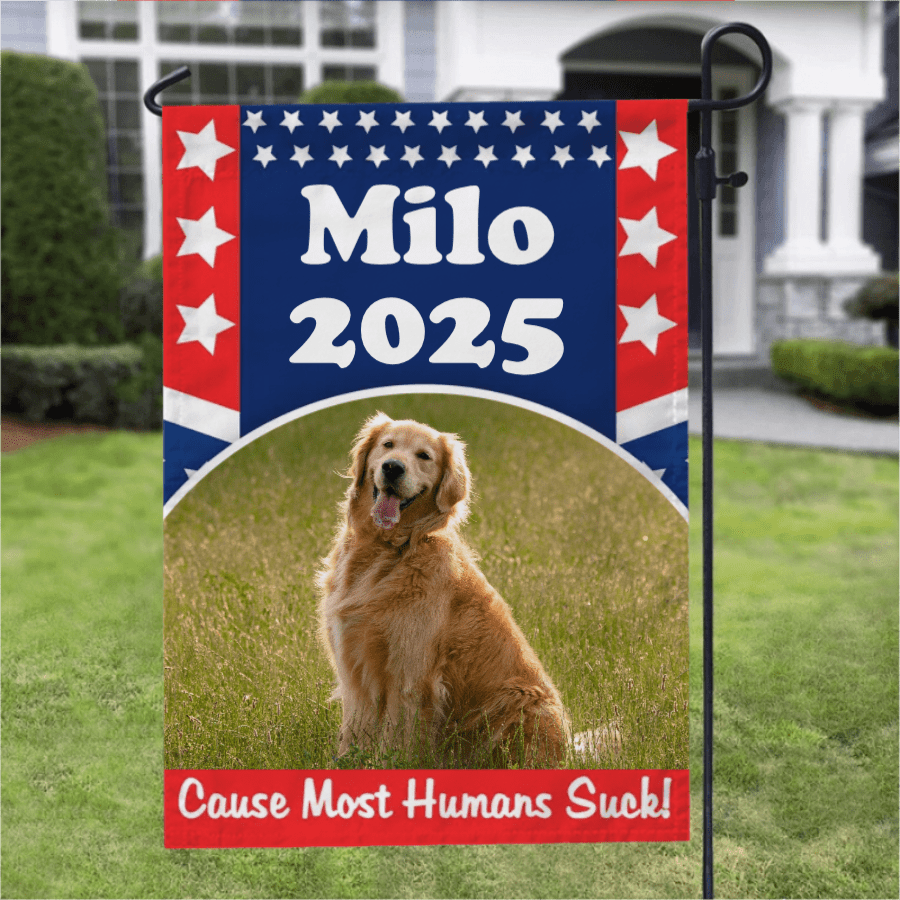 GeckoCustom Custom Photo Dog And Flag of the America Garden Flag TA29 889587