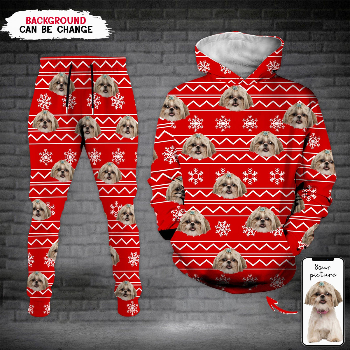 GeckoCustom Custom Photo Dog Cat For Christmas Gift Hoodie&Sweatpants N369 HN590