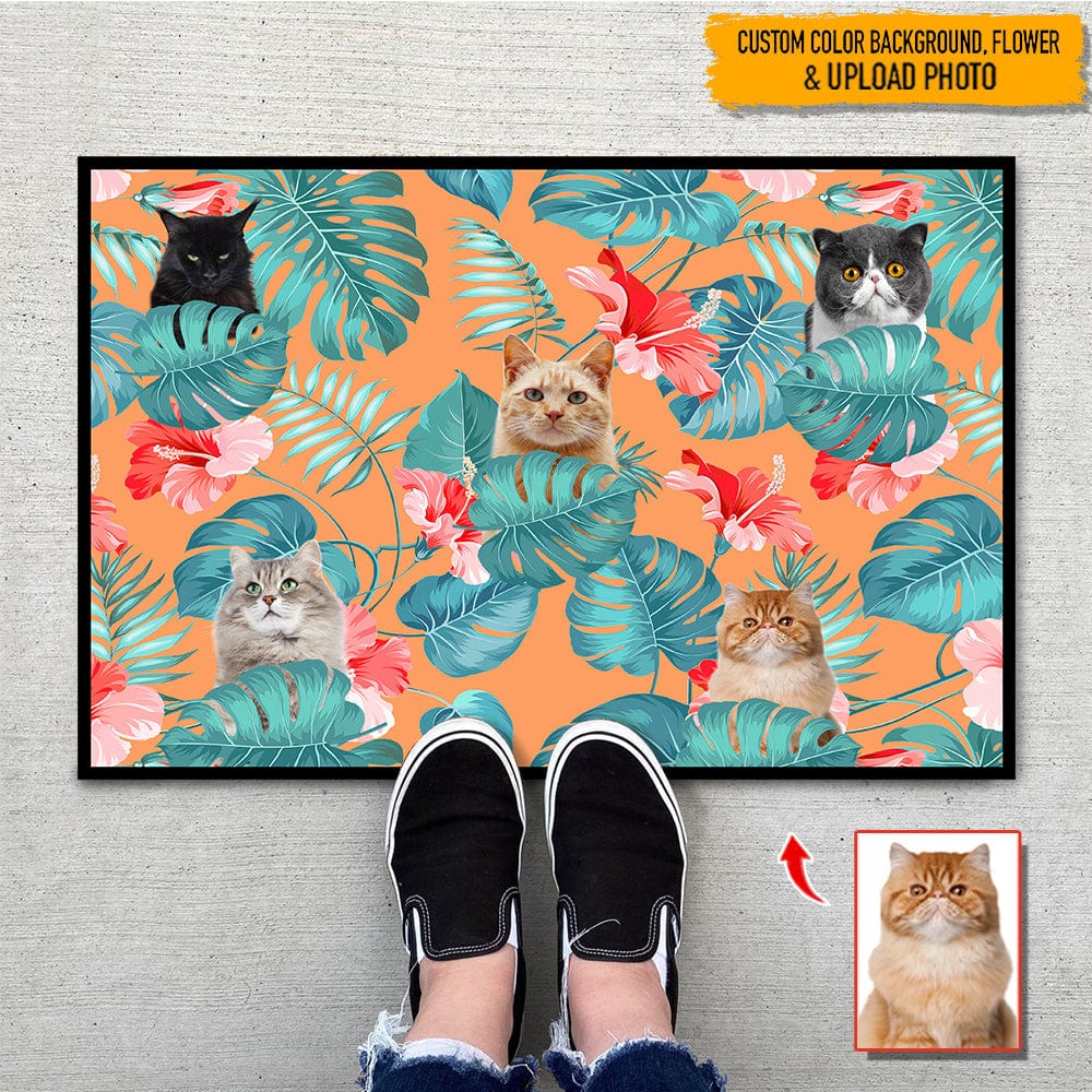 GeckoCustom Custom Photo Dog Cat Hawaiian Doormat N304 HN590
