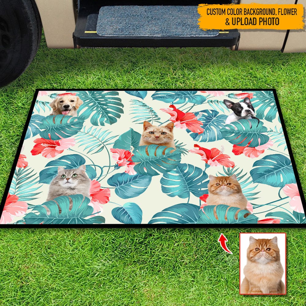 GeckoCustom Custom Photo Dog Cat Hawaiian Doormat N304 HN590