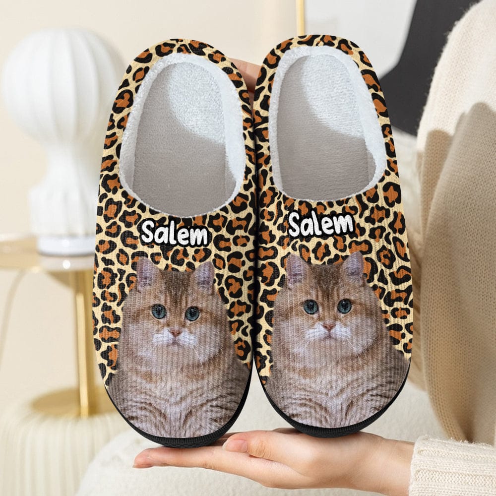GeckoCustom Custom Photo Dog Cat Leopard Pattern Slipper HA75 891294