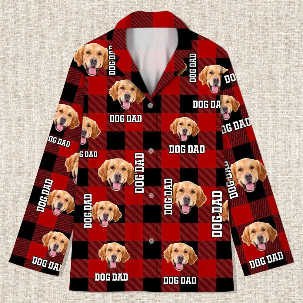GeckoCustom Custom Photo Dog Cat Mom Dad Flannel Pajamas K228 888729 For Adult / Only Shirt / S