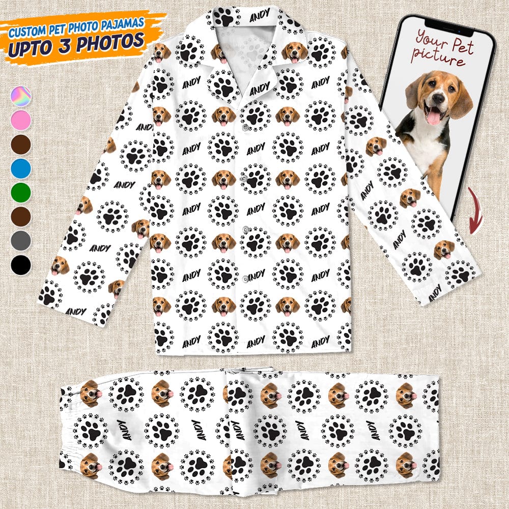 GeckoCustom Custom Photo Dog Cat Paw Pajamas K228 HN590 Combo Shirt And Pants / XS