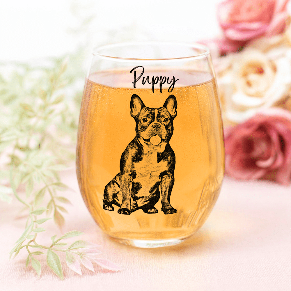 GeckoCustom Custom Photo Dog Cat Stemless Wine Glass Unique Dog Cat Lovers Gift HO82 893418 14.5 oz