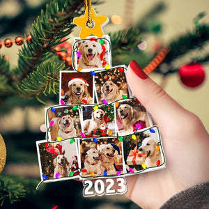 GeckoCustom Custom Photo Dog With Christmas Tree Acrylic Ornament N304 890103