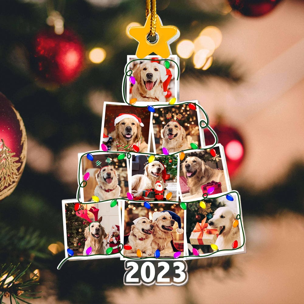 GeckoCustom Custom Photo Dog With Christmas Tree Acrylic Ornament N304 890103