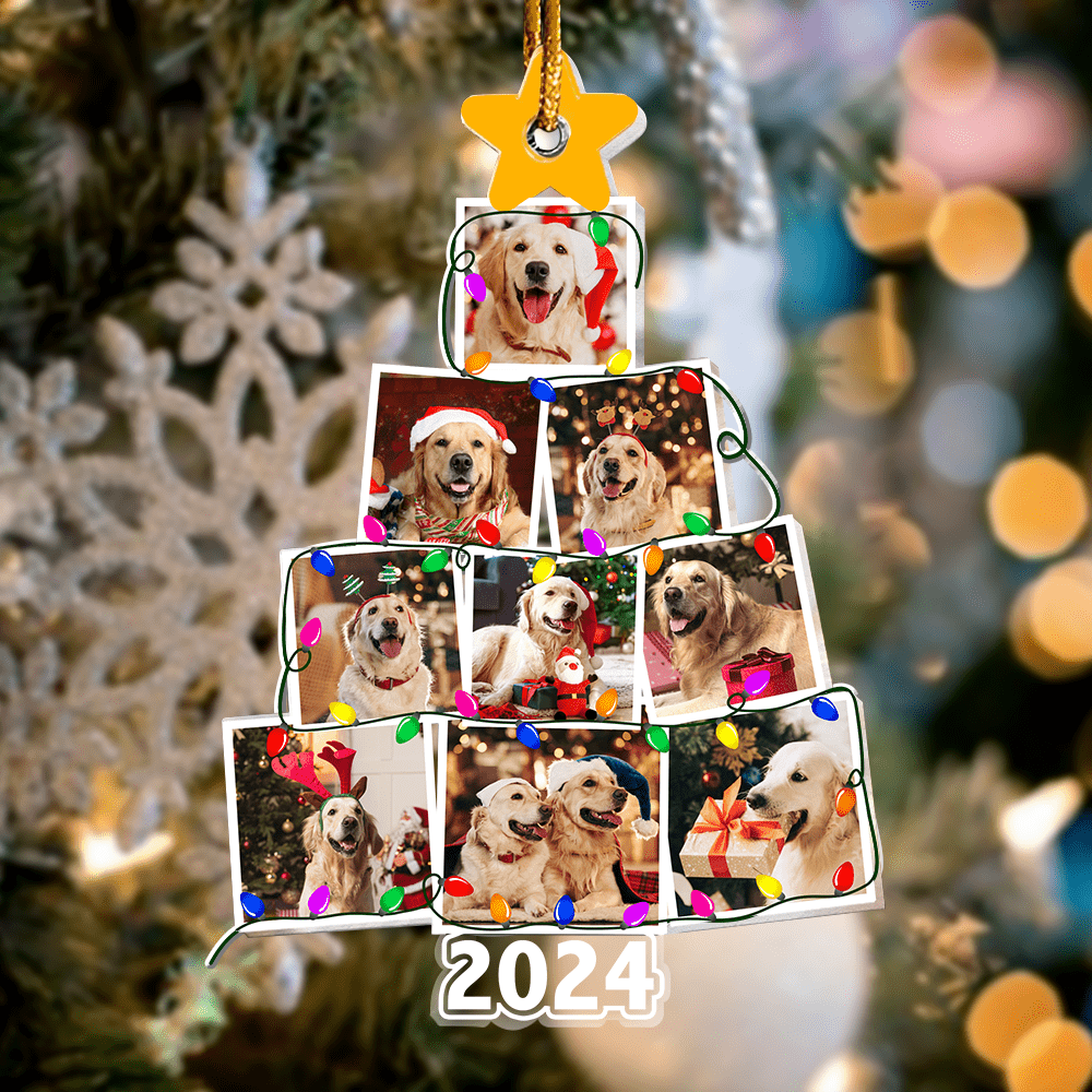 GeckoCustom Custom Photo Dog With Christmas Tree Acrylic Ornament N304 890103