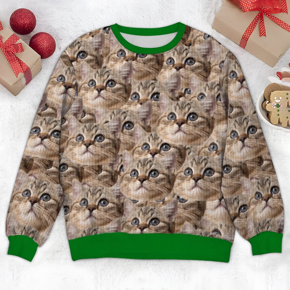 GeckoCustom Custom Photo Face Pawsitive Ugly Sweater For Cat Lovers N304 HA75 891384
