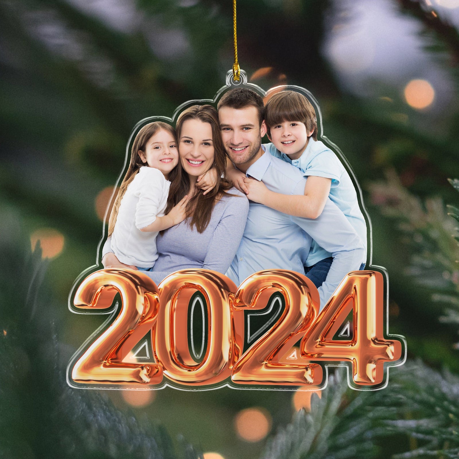 GeckoCustom Custom Photo Family, Friends Christmas Balloon Acrylic Ornament HA75 891170