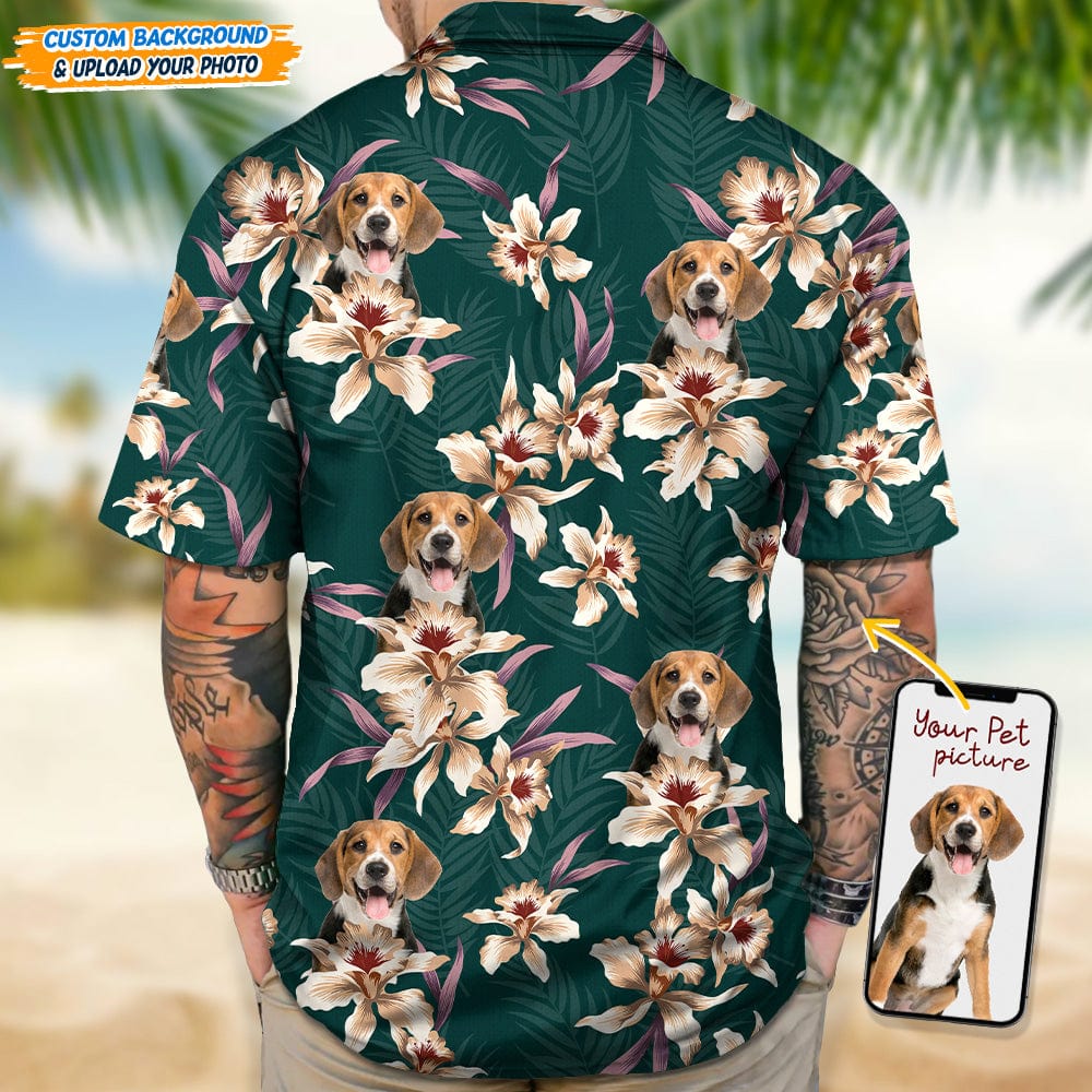 GeckoCustom Custom Photo For Dog Lover With Lily Flowers Hawaii Shirt N304 889303