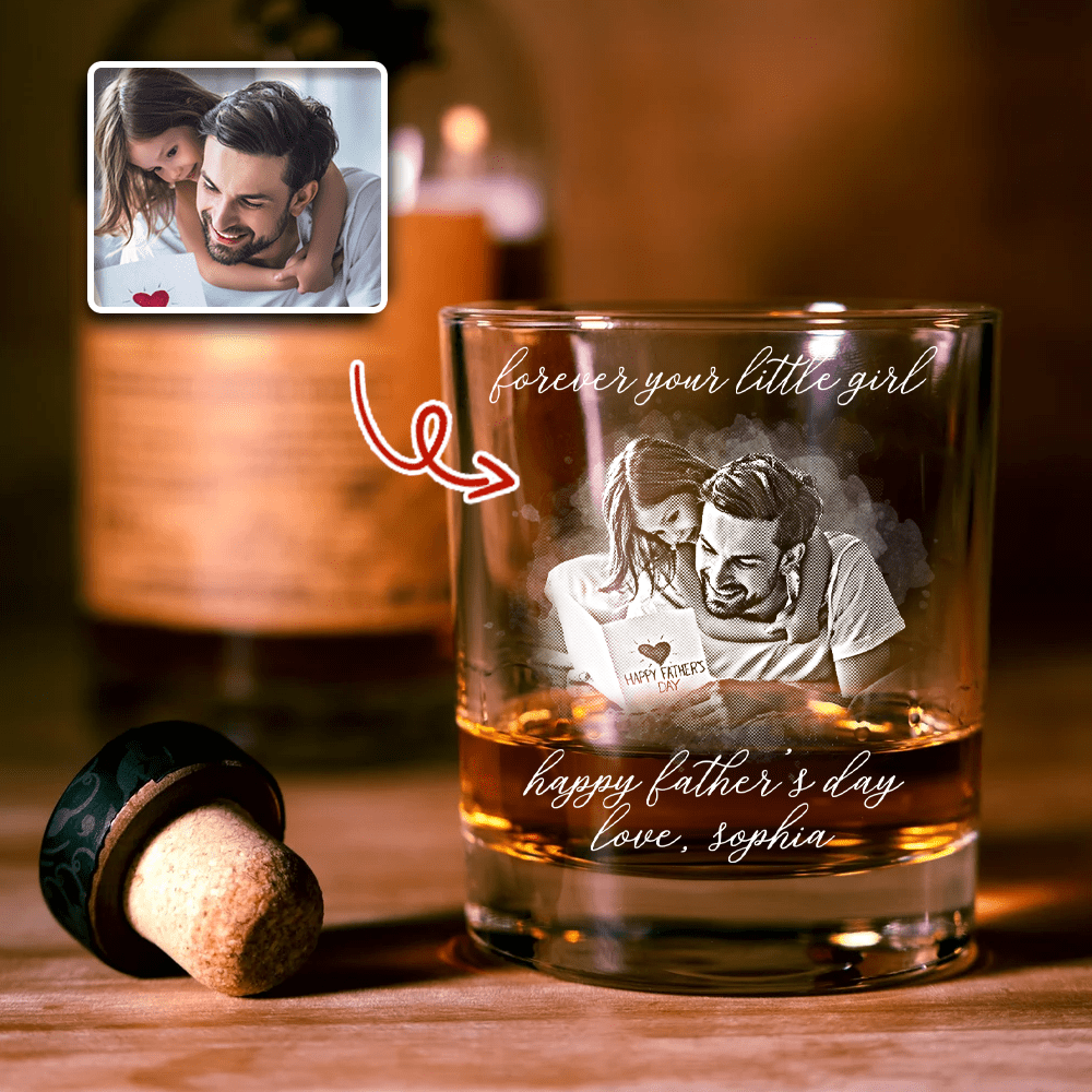GeckoCustom Custom Photo Forever Your Little Girl & Dad Happy Father's Day Rock Glass H082 890488