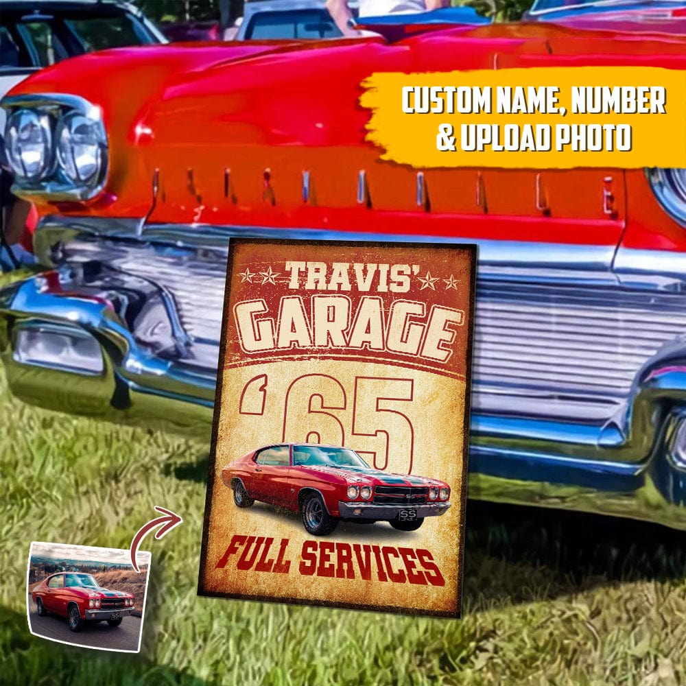 GeckoCustom Custom Photo Garage Full Services Car Metal Sign N304 HN590