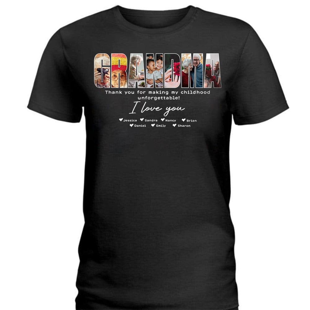 GeckoCustom Custom Photo Gift From Grandkids For Grandma Dark Shirt N304 889067 Premium Tee (Favorite) / P Black / S