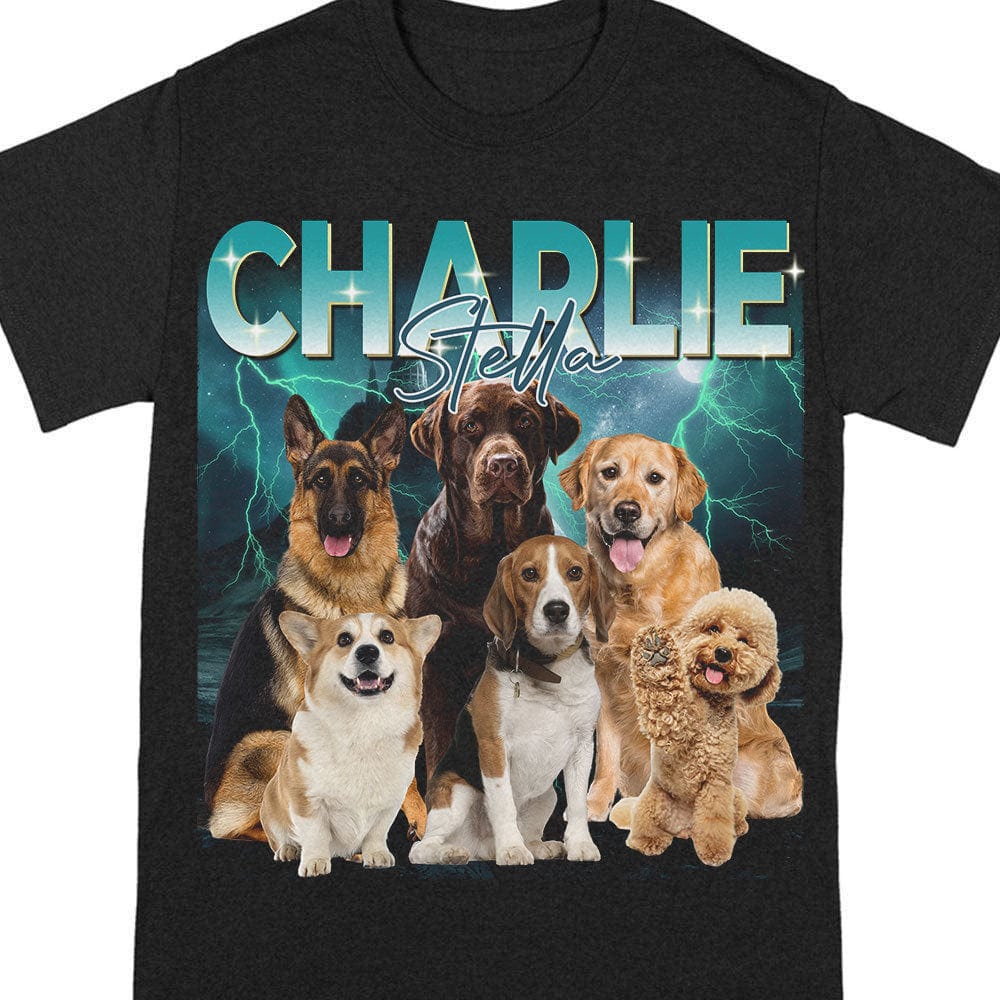 GeckoCustom Custom Photo Gradient Name For Dog Lover Shirt T368 889695 Basic Tee / Black / S