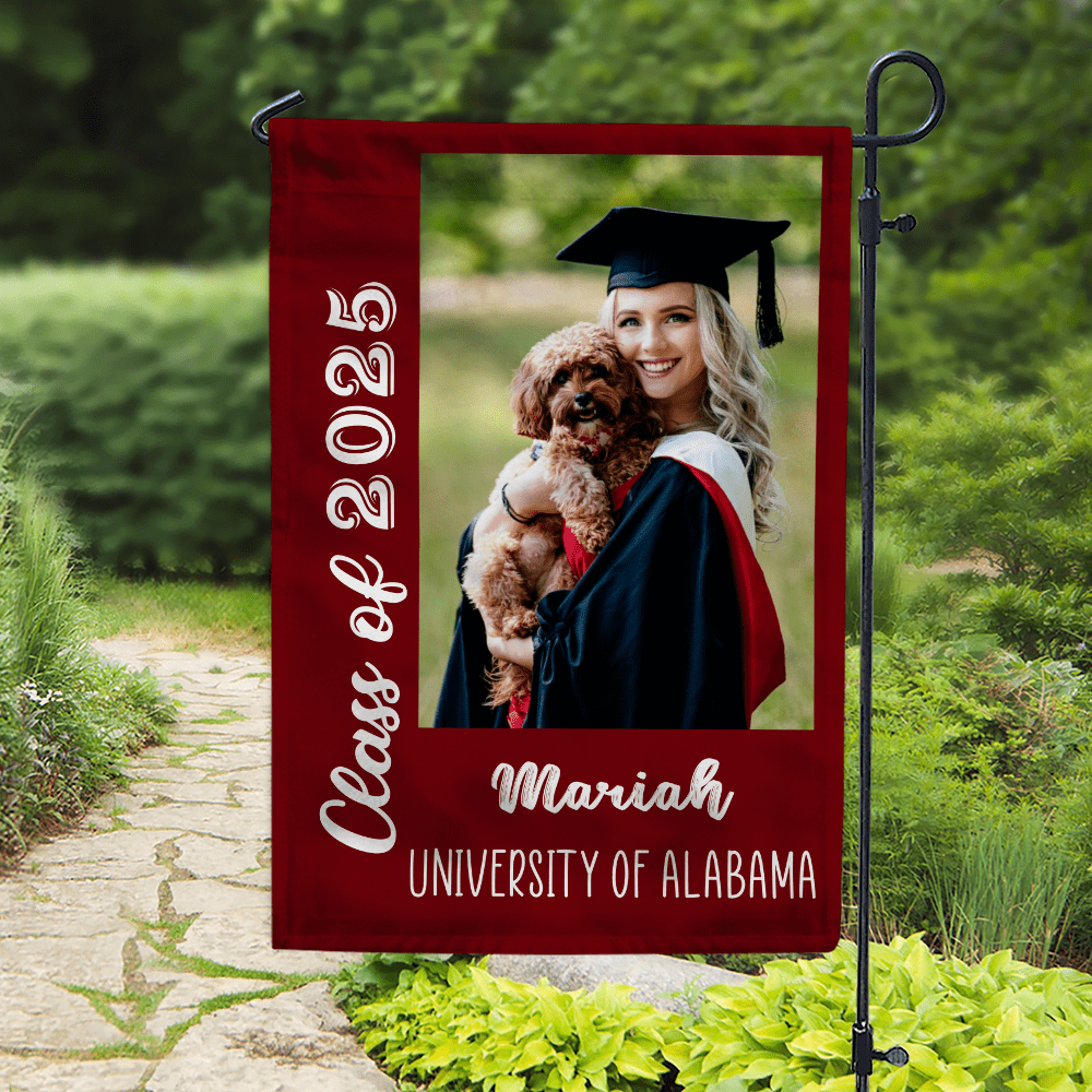 GeckoCustom Custom Photo Graduation Senior Class of 2025 Garden Flag 12"x18"