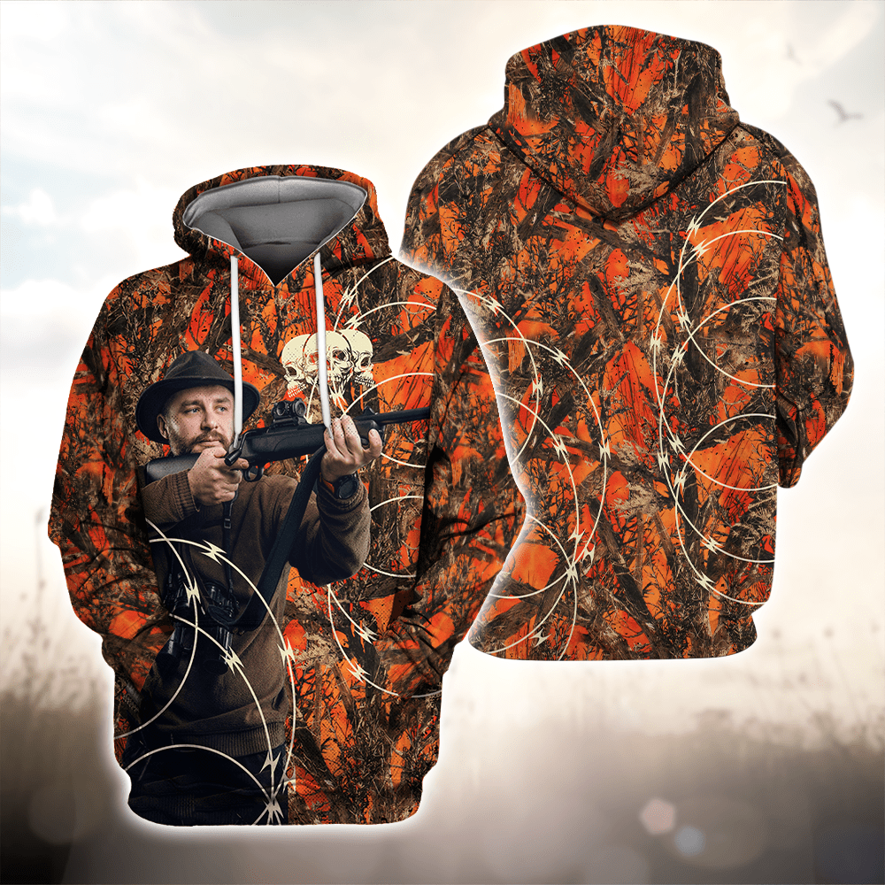 GeckoCustom Custom Photo Hunting With Camouflage Background T-Shirt N304 889846