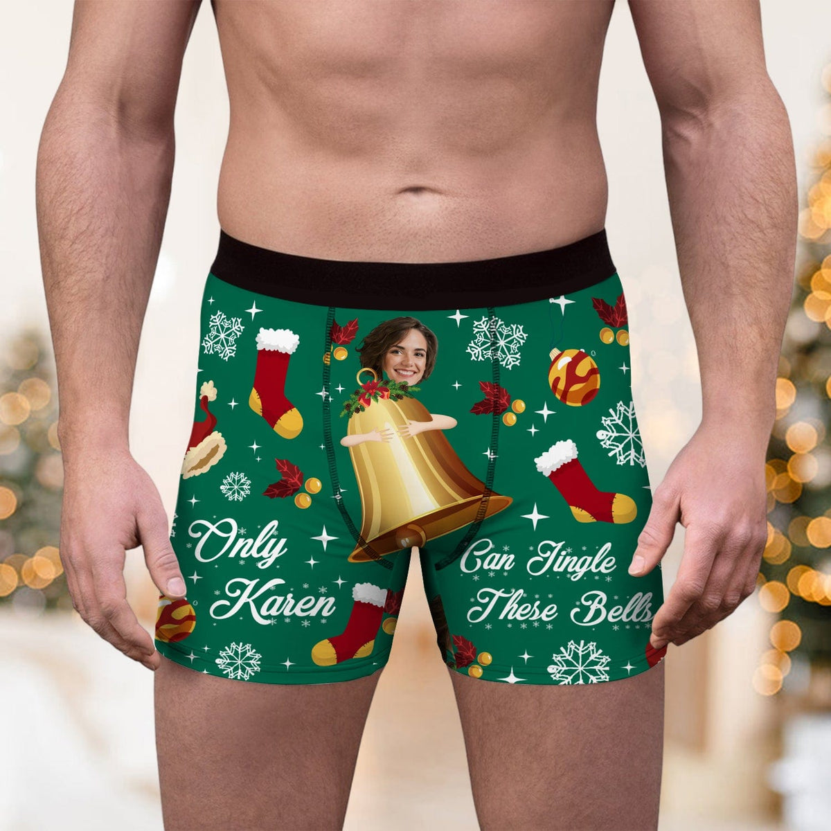 GeckoCustom Custom Photo Jingle My Bells Christmas Boxer Briefs N304 889736