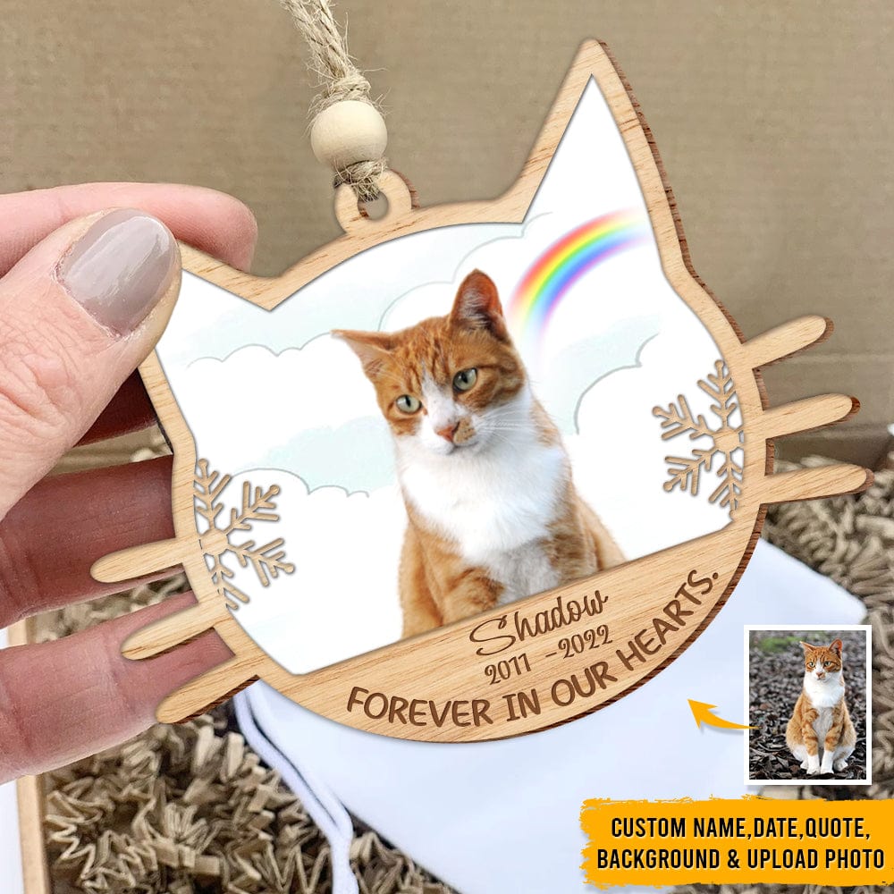 GeckoCustom Custom Photo Memories Cats Portrait Cat Wood Ornament N304 HN590