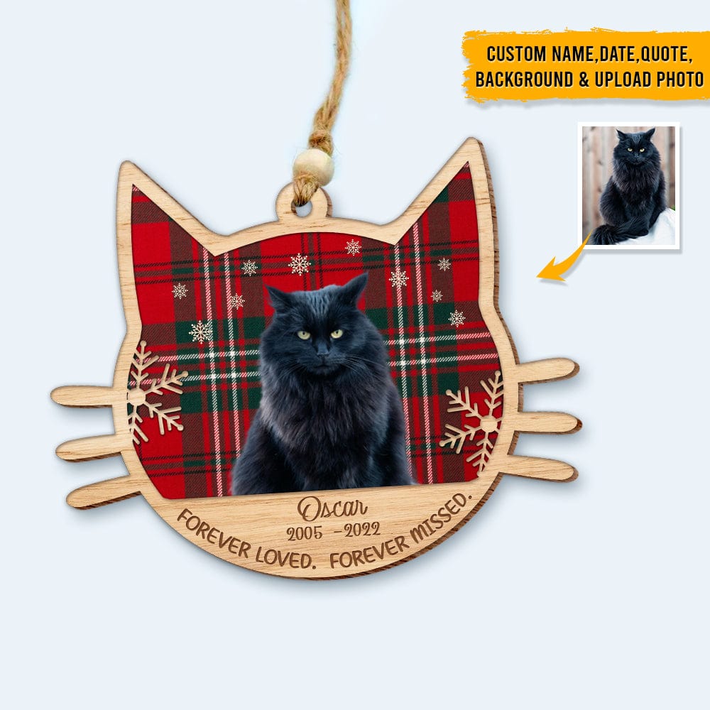 GeckoCustom Custom Photo Memories Cats Portrait Cat Wood Ornament N304 HN590