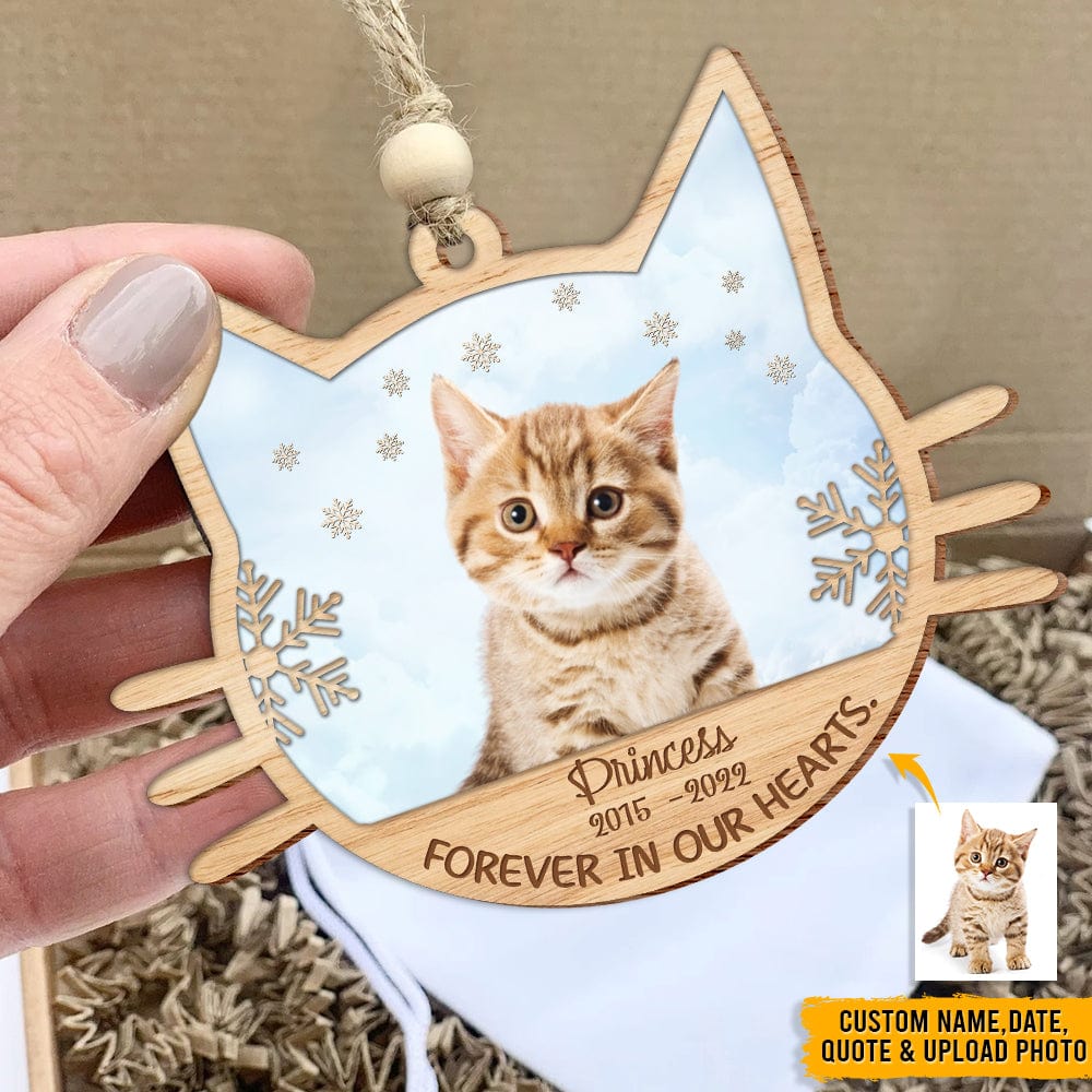 GeckoCustom Custom Photo Memories Cats Portrait Cat Wood Ornament N304 HN590