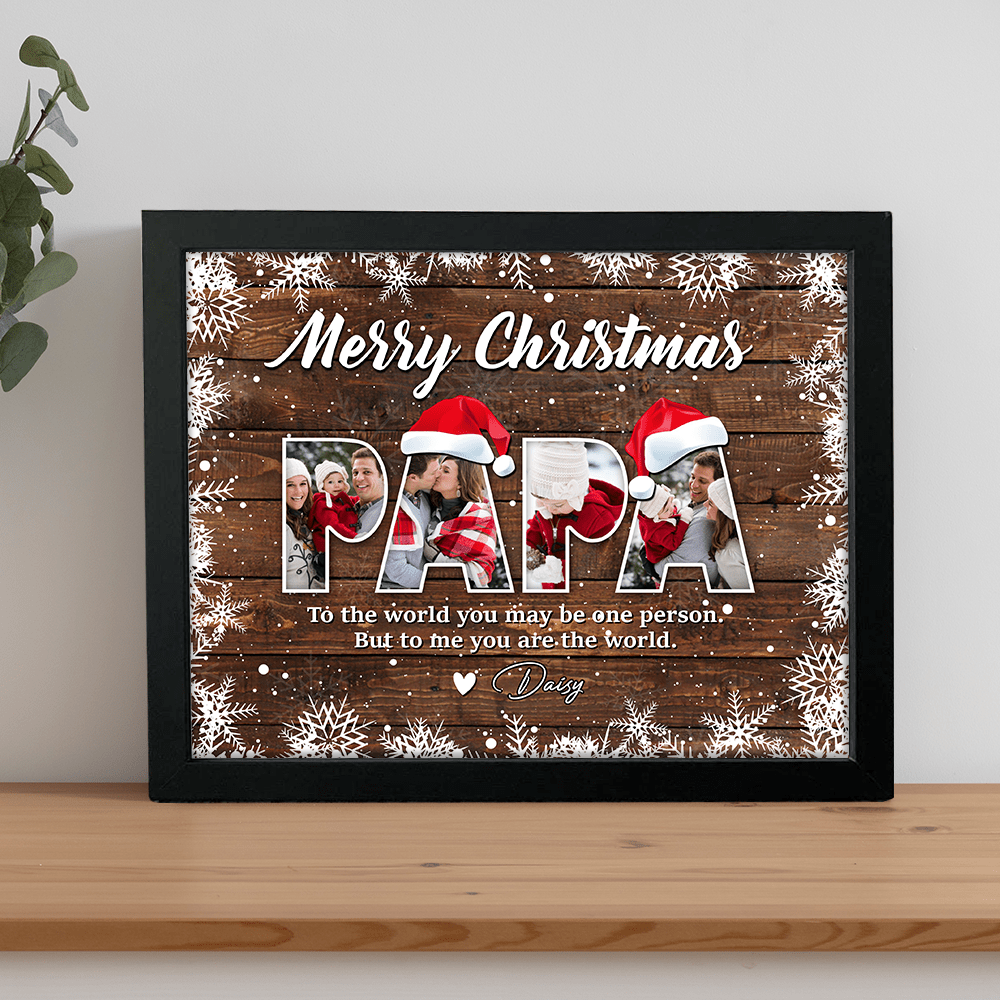 GeckoCustom Custom Photo Merry Christmas For Dad Family Picture Frame TA29 889898 10"x8"