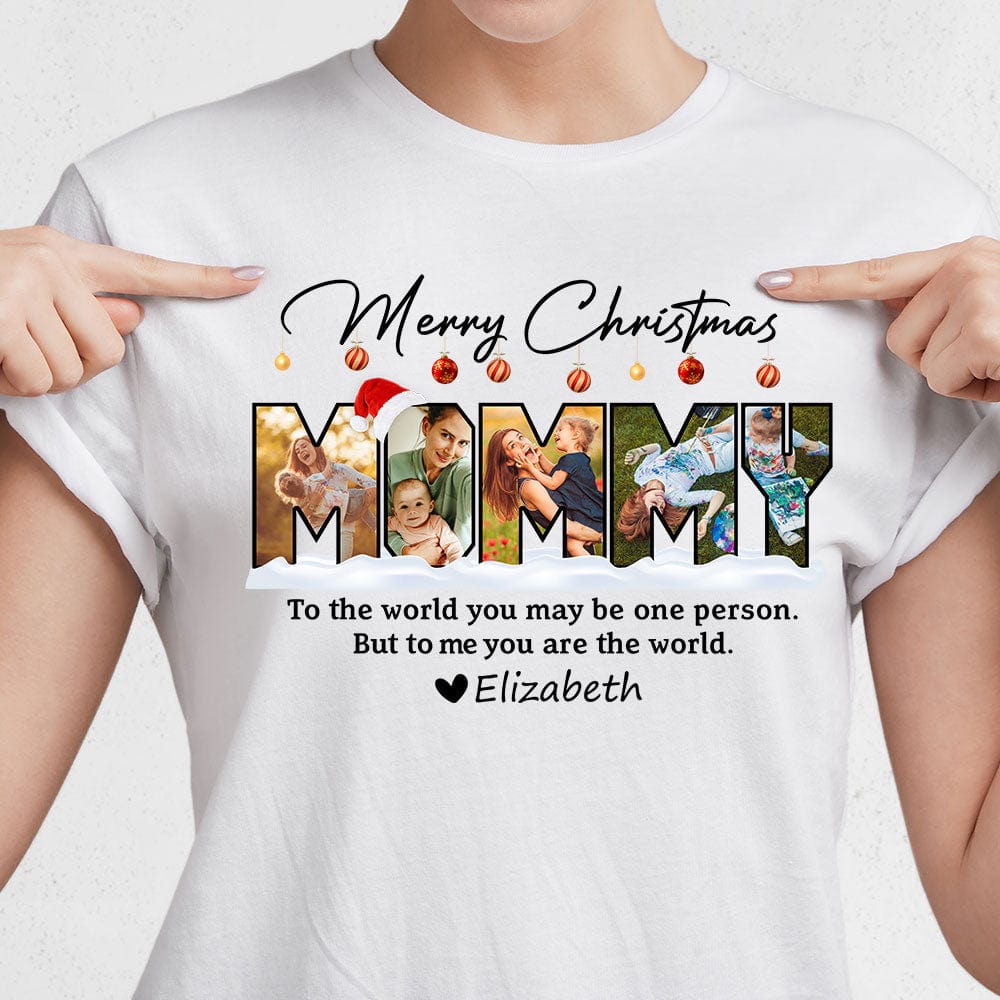 GeckoCustom Custom Photo Merry Christmas Mommy To My World Bright Shirt DA199 889888