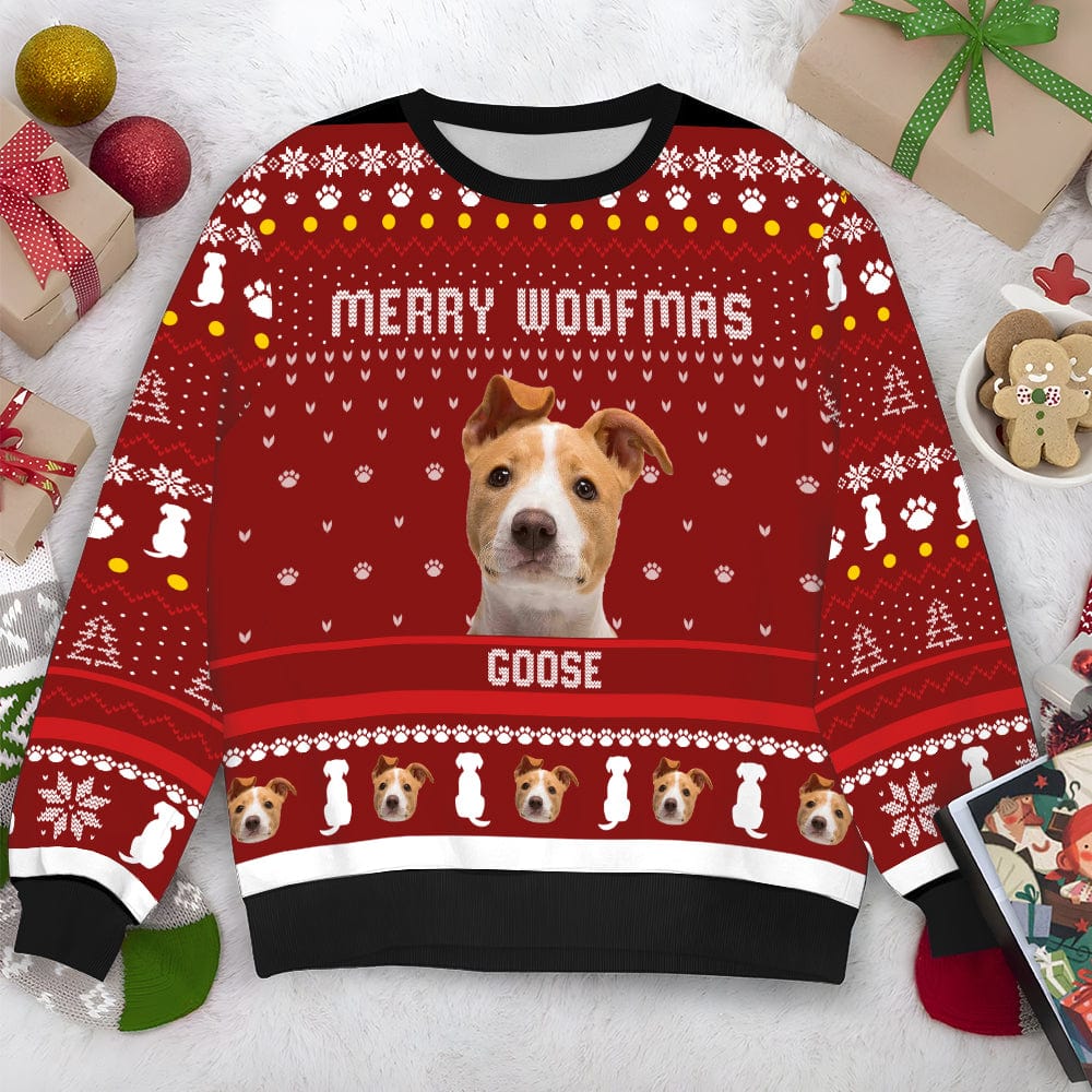 GeckoCustom Custom Photo Merry Woofmas Dog Sweatshirt TA29 889903