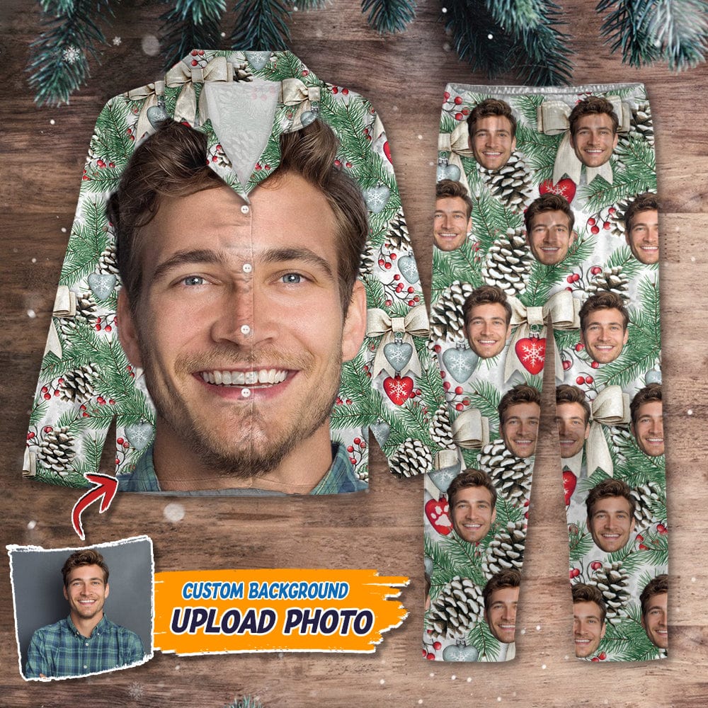 GeckoCustom Custom Photo Portrait Face With Christmas Accesories Pajamas N369 HN590
