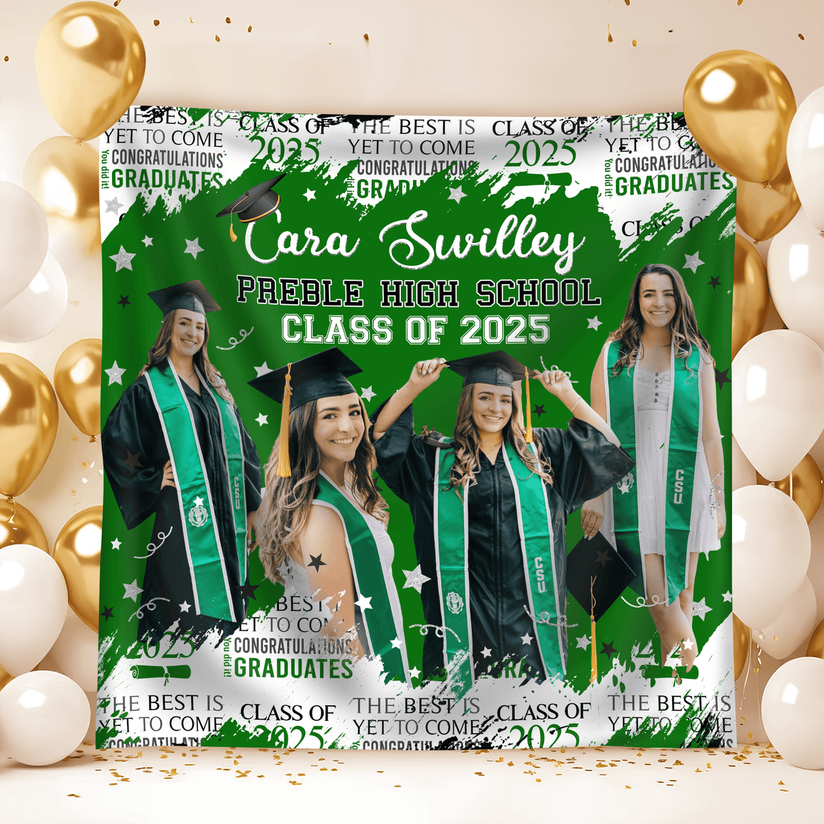 GeckoCustom Custom Photo The Best Is Yet To Come Class Of 2025 Graduation Backdrop HO82 893468 5'x4'