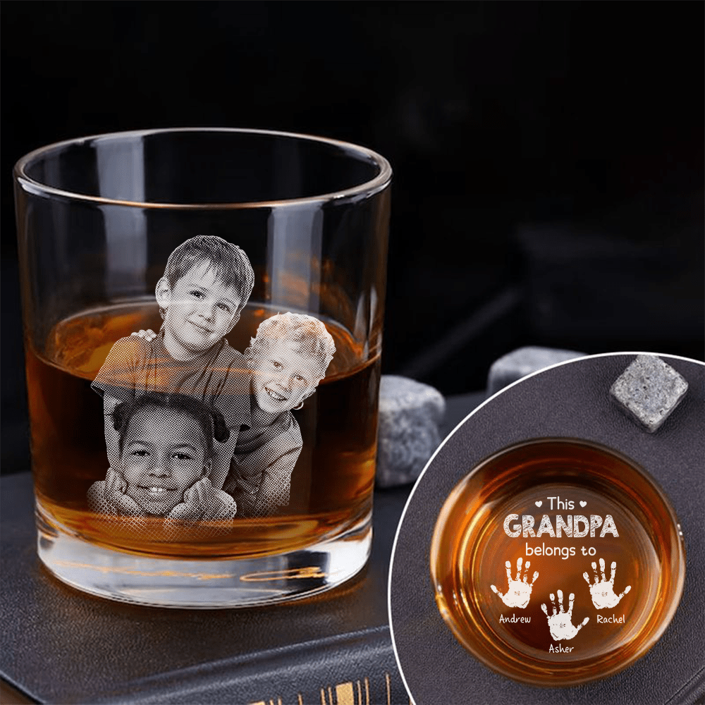 GeckoCustom Custom Photo This Grandpa Belongs To Rock Glass HA75 890636 10.5 oz