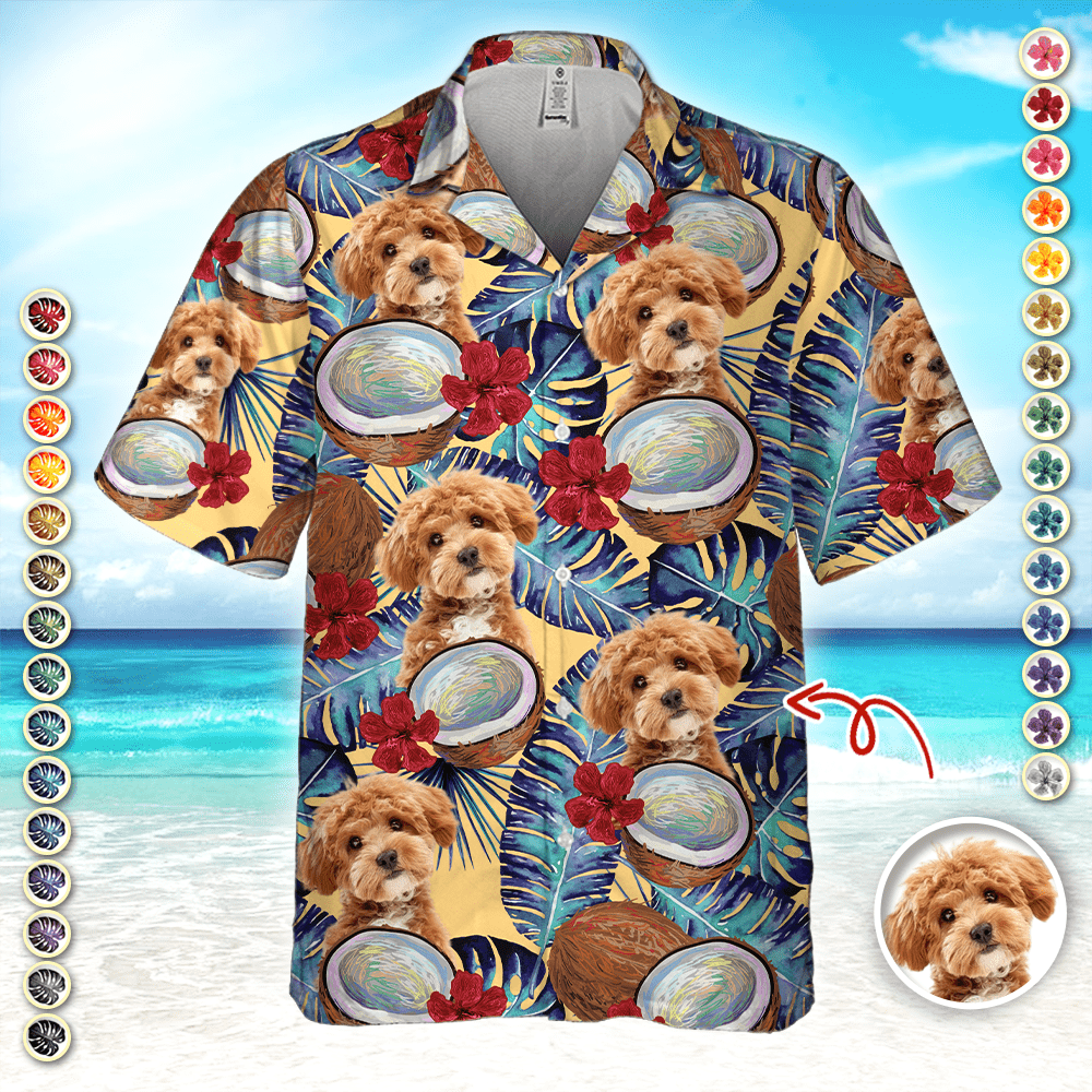 GeckoCustom Custom Photo Tropical Coconut Dog Cat Hawaii Shirt HA75 891100
