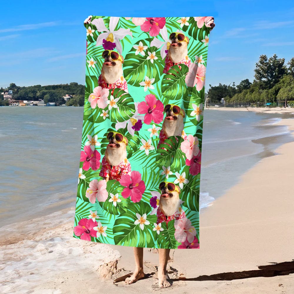 GeckoCustom Custom Photo Tropical Style Dog Beach Towel N304 890386 30"x60"