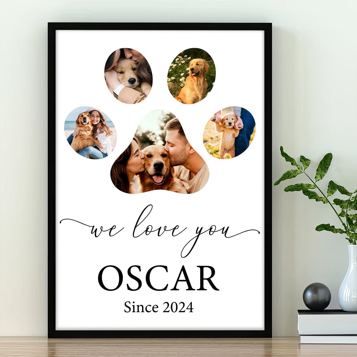 GeckoCustom Custom Photo We Love You Dog Cat Pet Photo Collage Memorial Poster Canvas Picture Frame DM01 891165