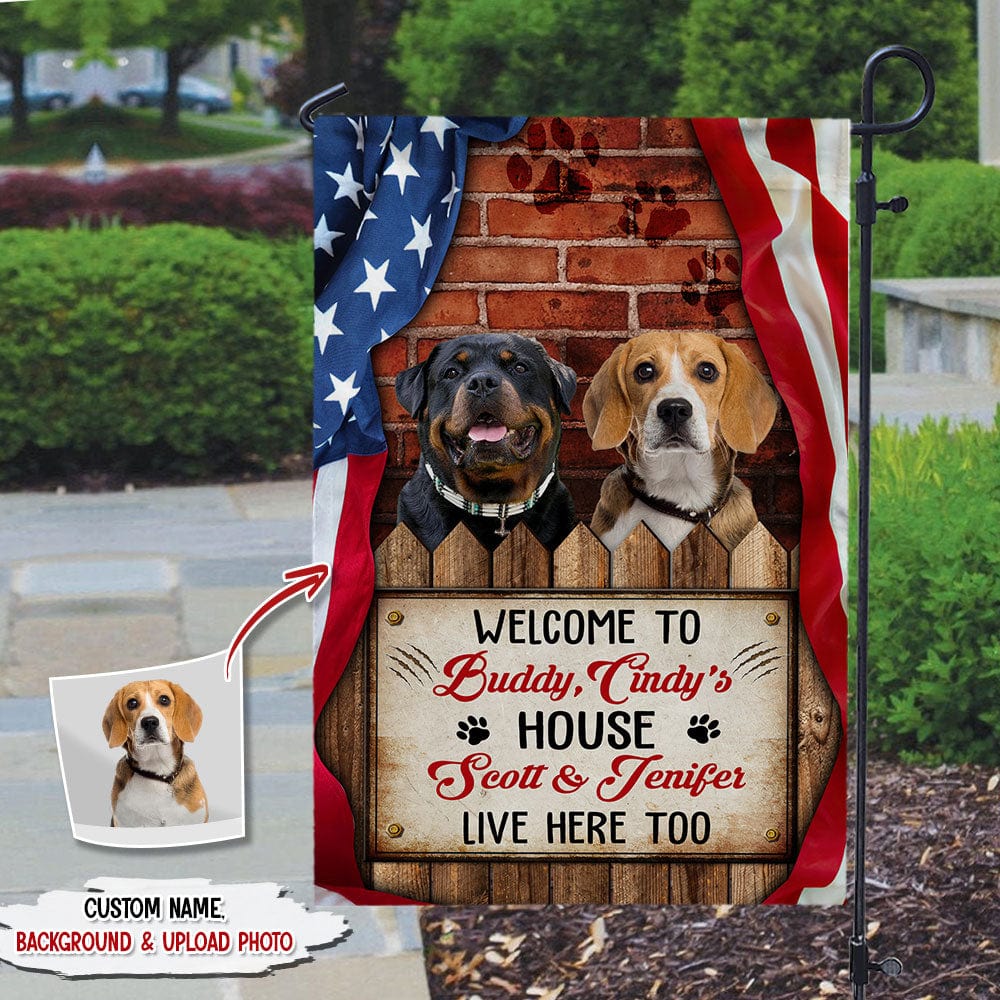 GeckoCustom Custom Photo Welcome To Dog House Dog Cat Garden Flag N369 HN590