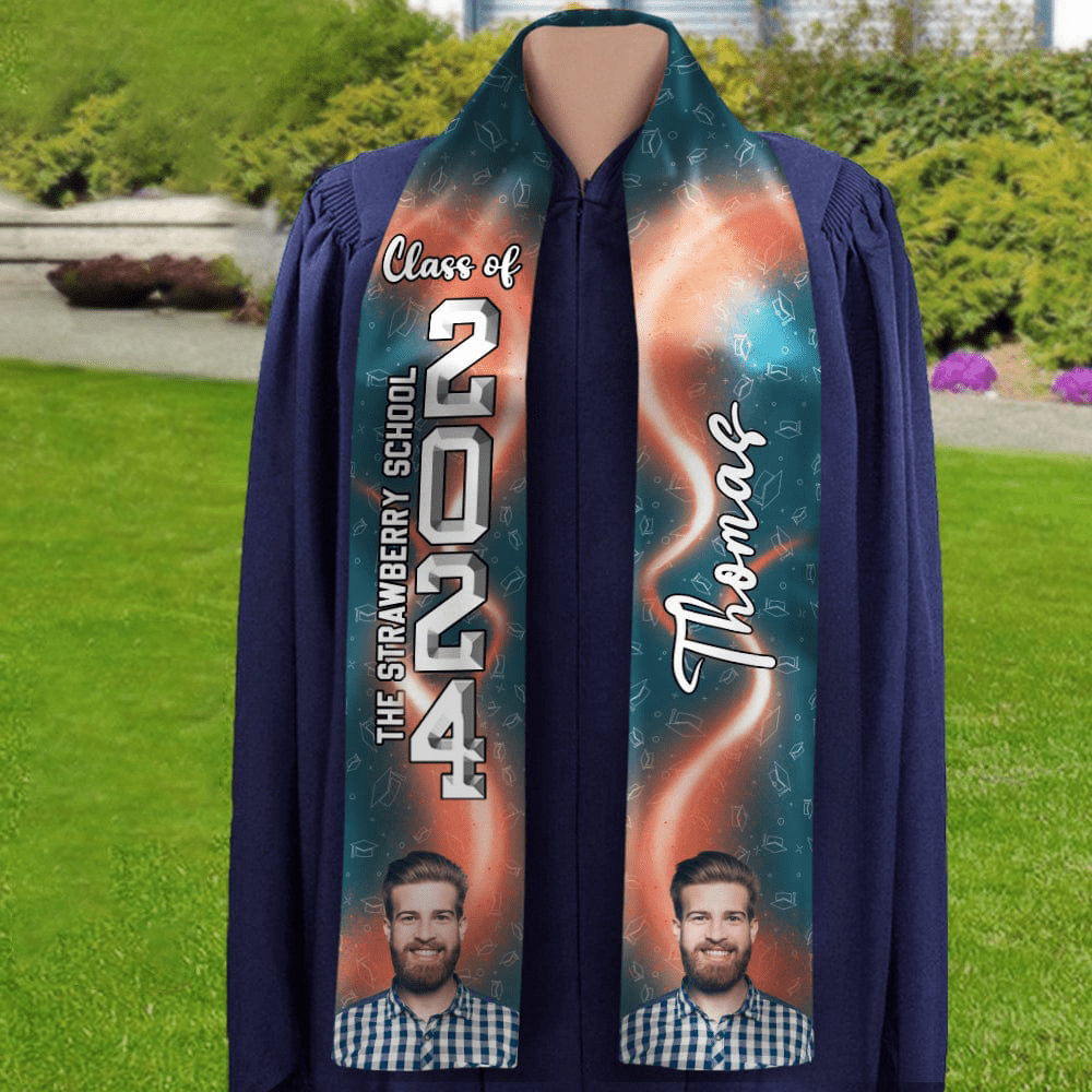 GeckoCustom Custom Photo With Accessory Pattern Graduation Gift Stoles N304 889006 6x72 inch