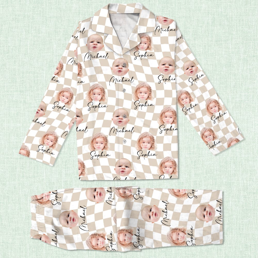 GeckoCustom Custom Photo With Checkered Pattern Family Pajamas K228 890897