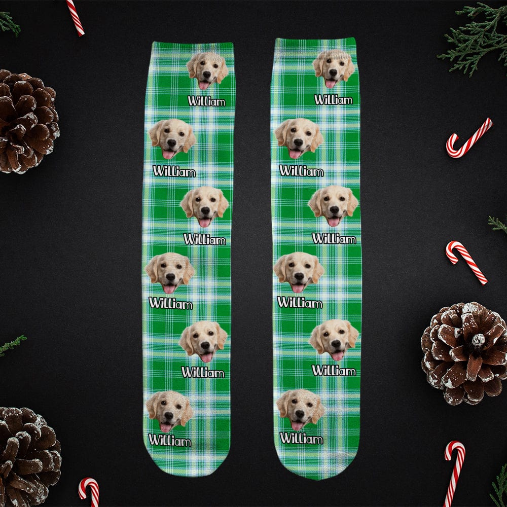 GeckoCustom Custom Photo With Christmas Pattern Dog Men and Women's Sock N304 890203