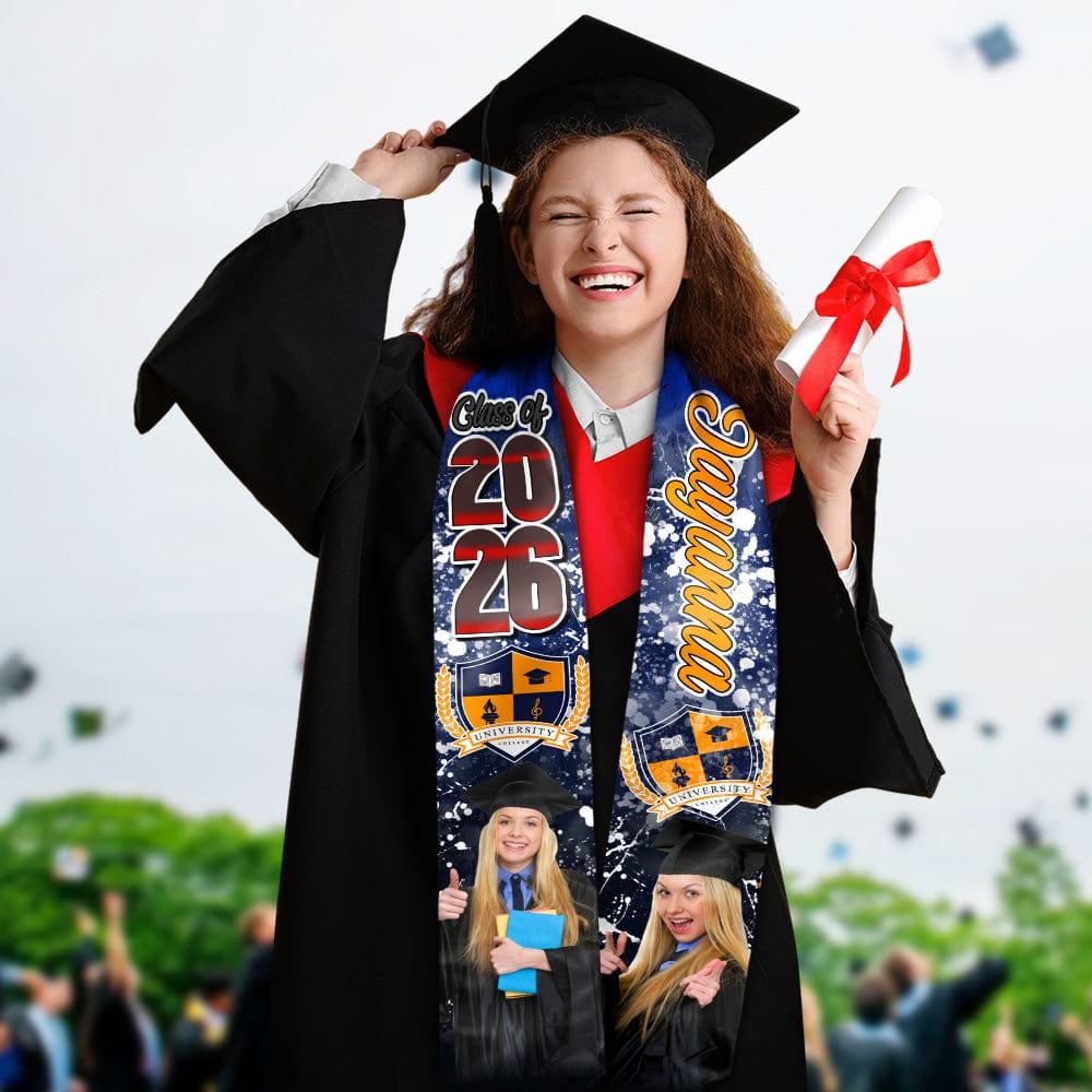 GeckoCustom Custom Photo With Grunge Graduation Stoles N369 890697 6x72 inch