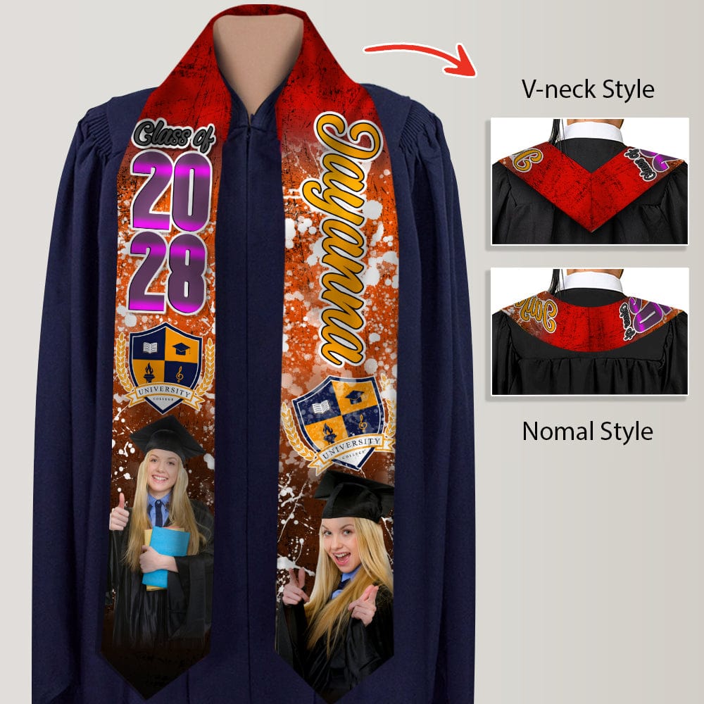 GeckoCustom Custom Photo With Grunge Graduation Stoles N369 890697 6x72 inch