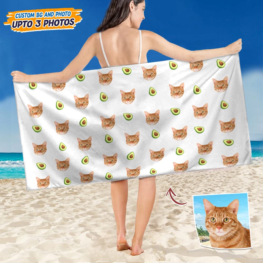 GeckoCustom Custom Photo With Icon Decoration Cat Beach Towel T368 HN590