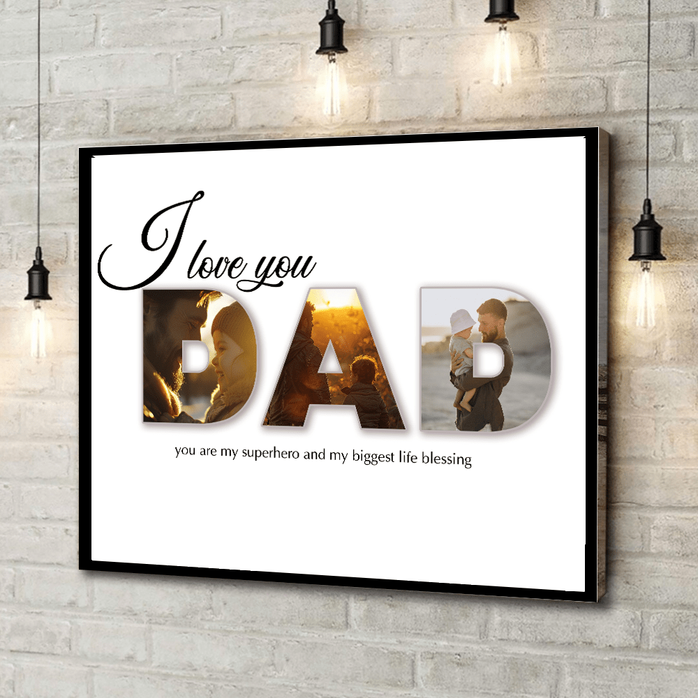 GeckoCustom Custom Photo You Are My Super Hero Dad Poster Canvas Picture Frame DM01 890953