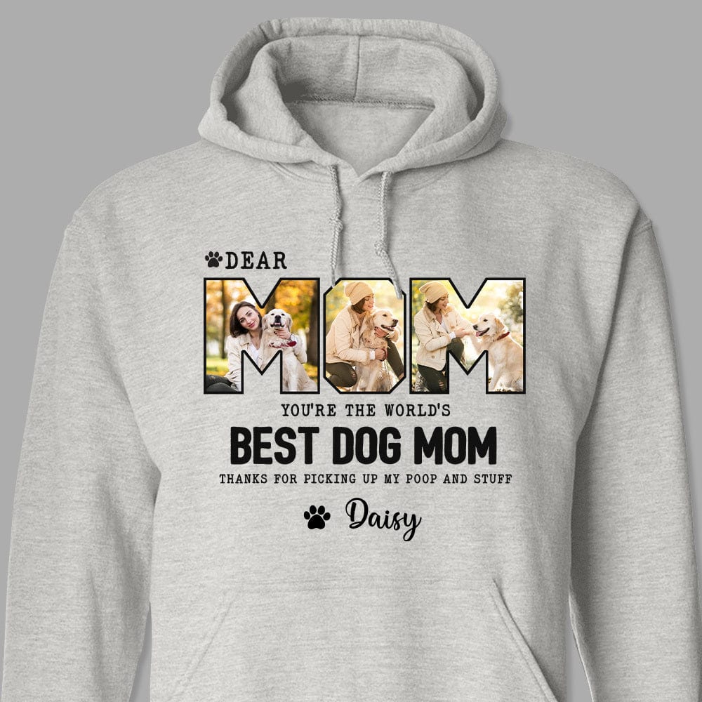 GeckoCustom Custom Photo You're The World's Best Dog Mom Bright Shirt K228 889104 Pullover Hoodie / Sport Grey Colour / S