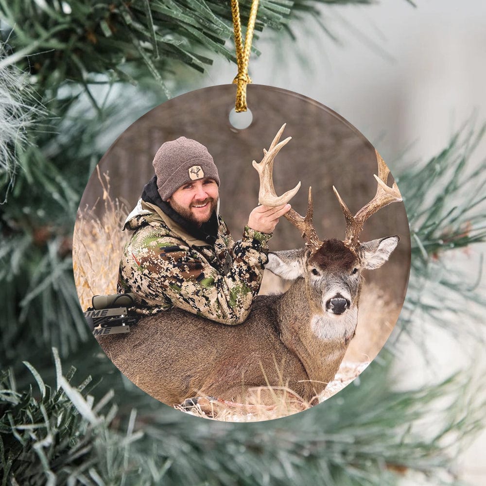 GeckoCustom Custom Photo Your Deer Hunt Ceramic Ornament TH10 892169 3 inch