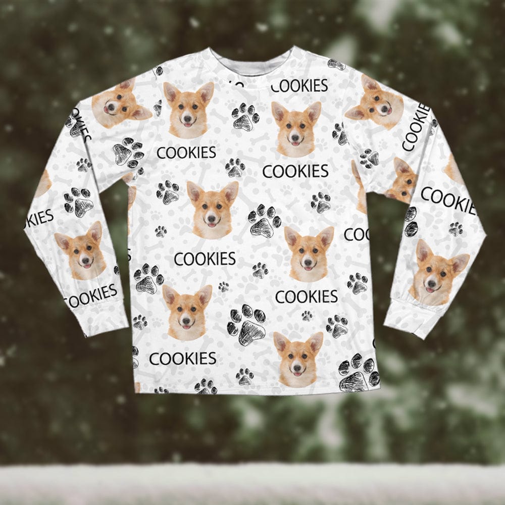 GeckoCustom Custom Portrait Dog Mom Dog Dad With Paw Pattern Pajamas N304 889760 Only Shirt / S