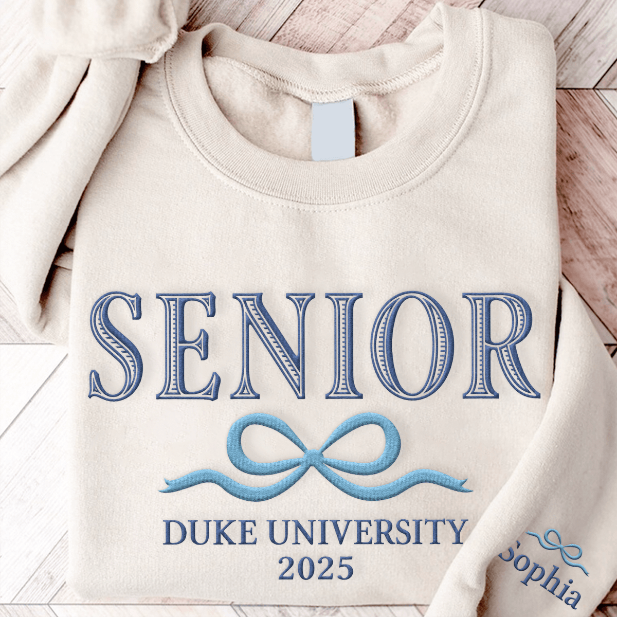 GeckoCustom Custom Senior With Coquette Bow Embroidered Sleeve Sweatshirt LM32 893099