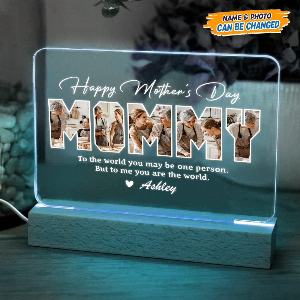 GeckoCustom Custom Shape Happy Mother's Day Acrylic Plaque LED Night Light K228 HN590 Acrylic / 7.9"x4.5"