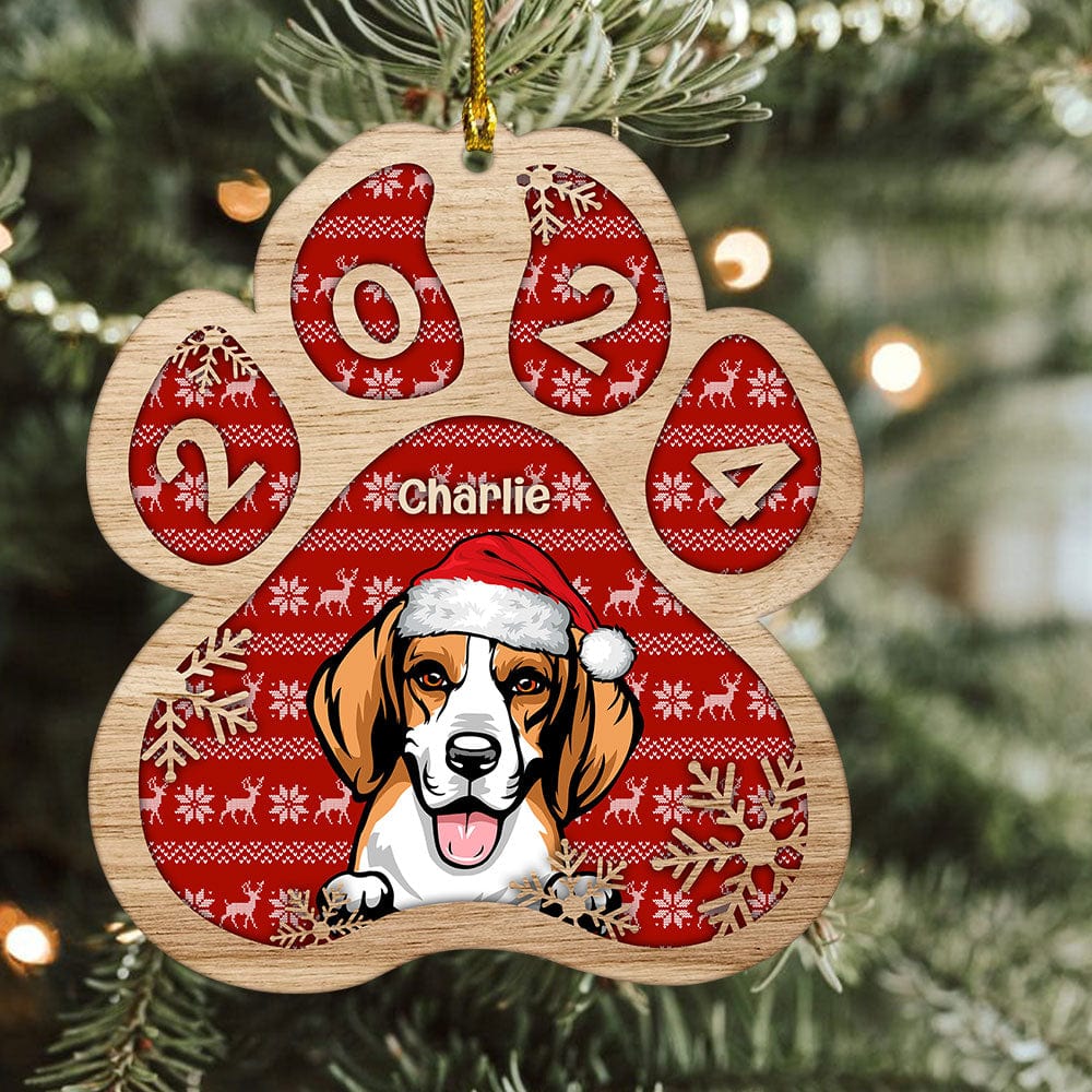 GeckoCustom Customize Dog Cat Photo Christmas Paw Ornament DA199 889592