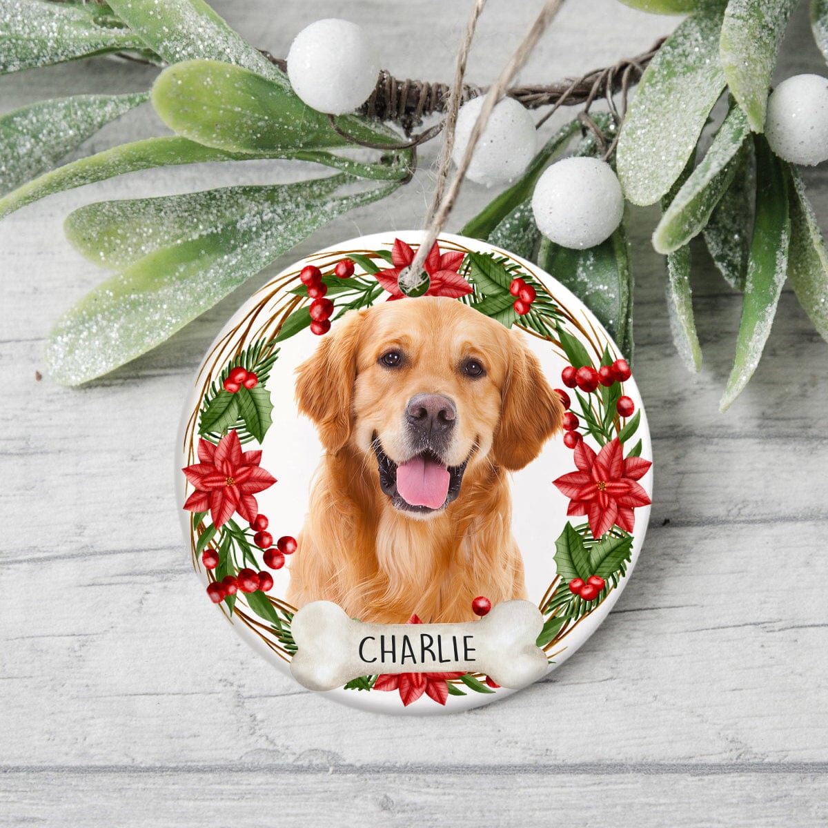 GeckoCustom Customize Photo Dog Ceramic Ornament For Christmas DA199 889847 3 inch