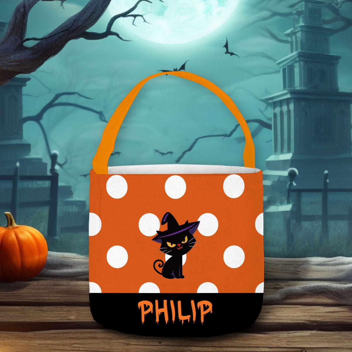 GeckoCustom Customized With Bats And Witches Pattern Halloween Basket Personalized Gift T368 889620 9 inches (Diameter)x 9.8 inches (Height)